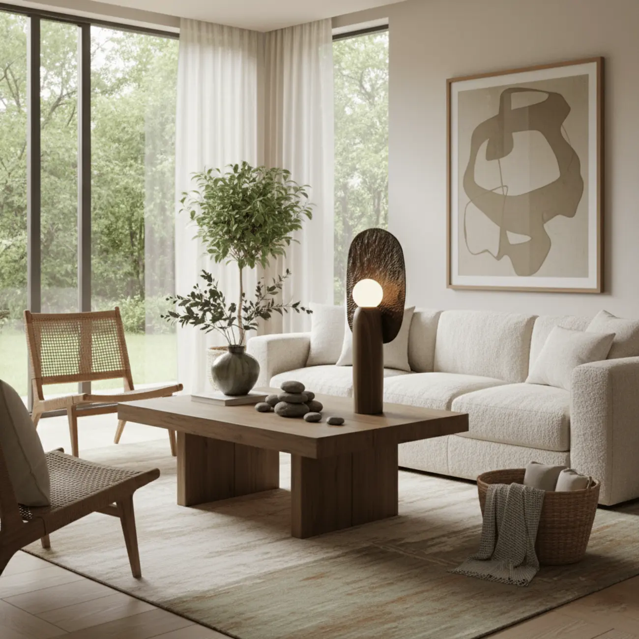 Mid Century Modern Metal Wood Table Lamp For Living Room Image - 16 | homeyfad