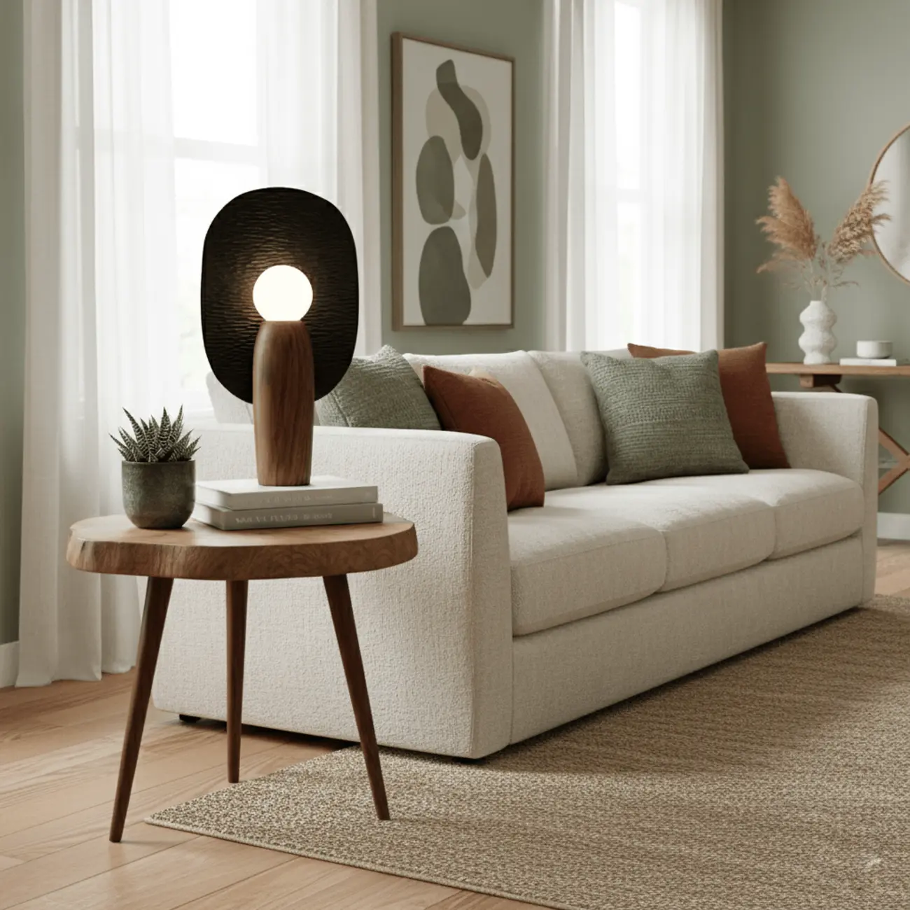 Mid Century Modern Metal Wood Table Lamp For Living Room Image - 10 | homeyfad