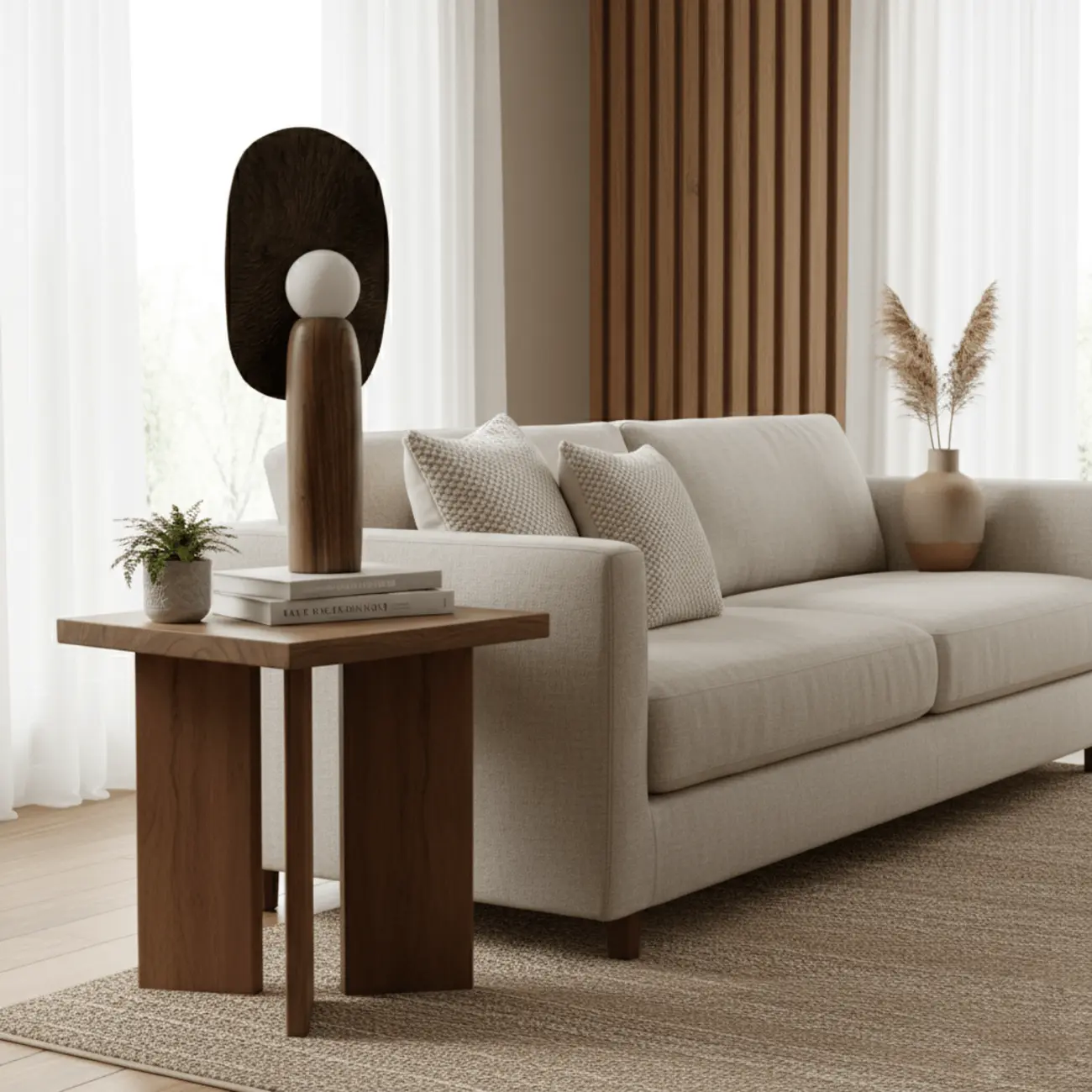 Mid Century Modern Metal Wood Table Lamp For Living Room Image - 17 | homeyfad