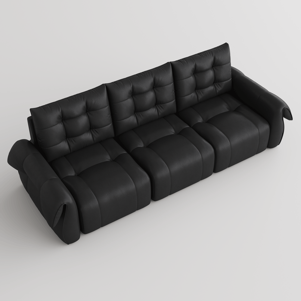 Modern Tufted Top-Grain Leather Power Sofa Bed with Extended Seat Depth | homeyfad