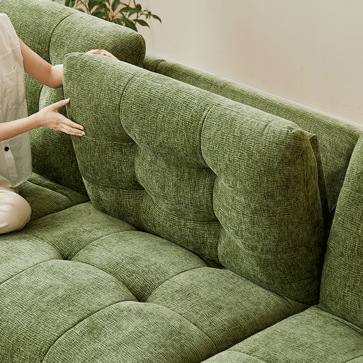 Contemporary Chenille Tufted Power Pull-Out Sofa Bed | homeyfad
