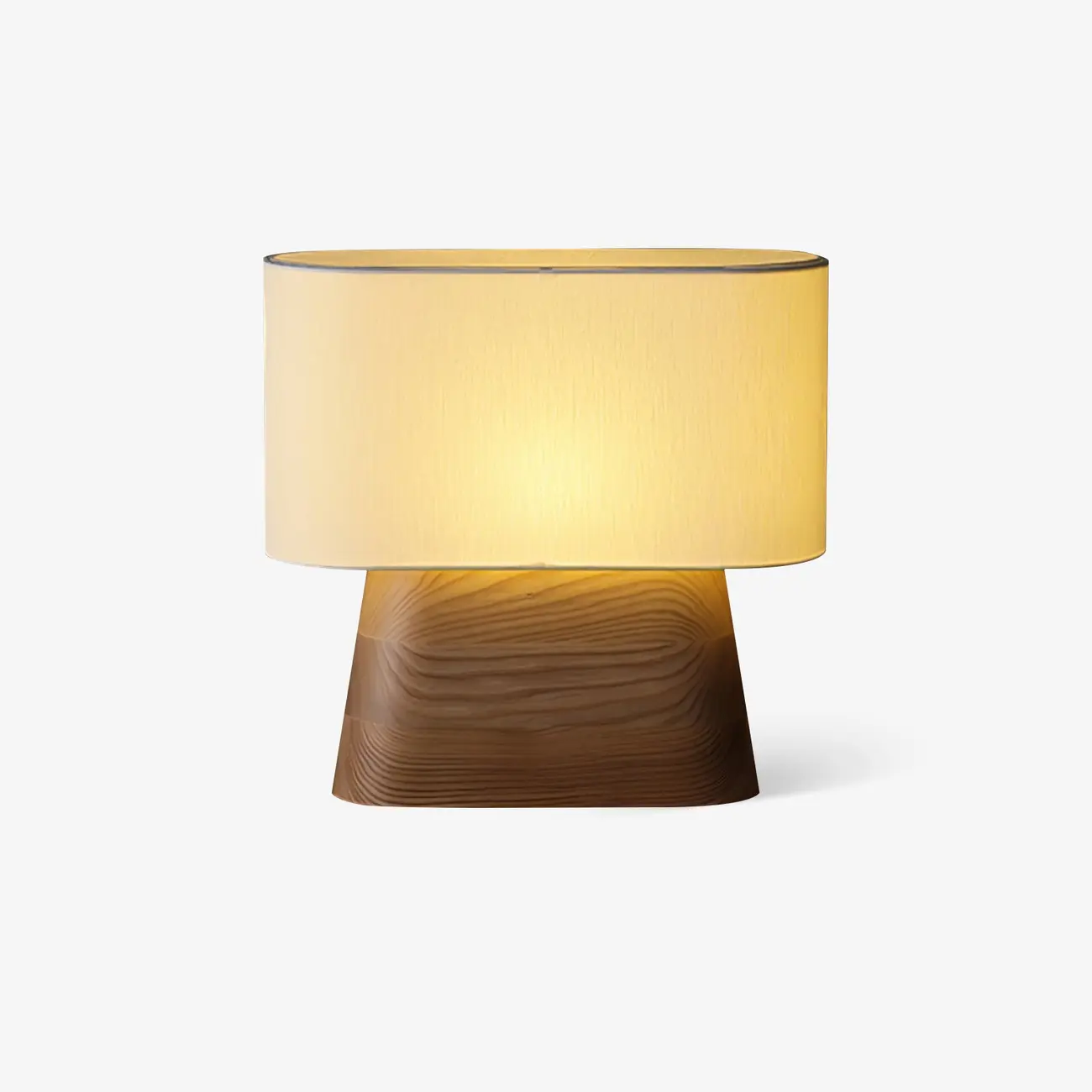 Minimalist Oval Shade Wood Fabric Table Lamp LED Image - 1 | homeyfad