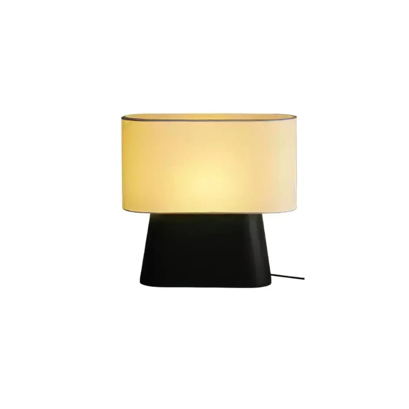 Minimalist Oval Shade Wood Fabric Table Lamp LED Image - 23 | homeyfad