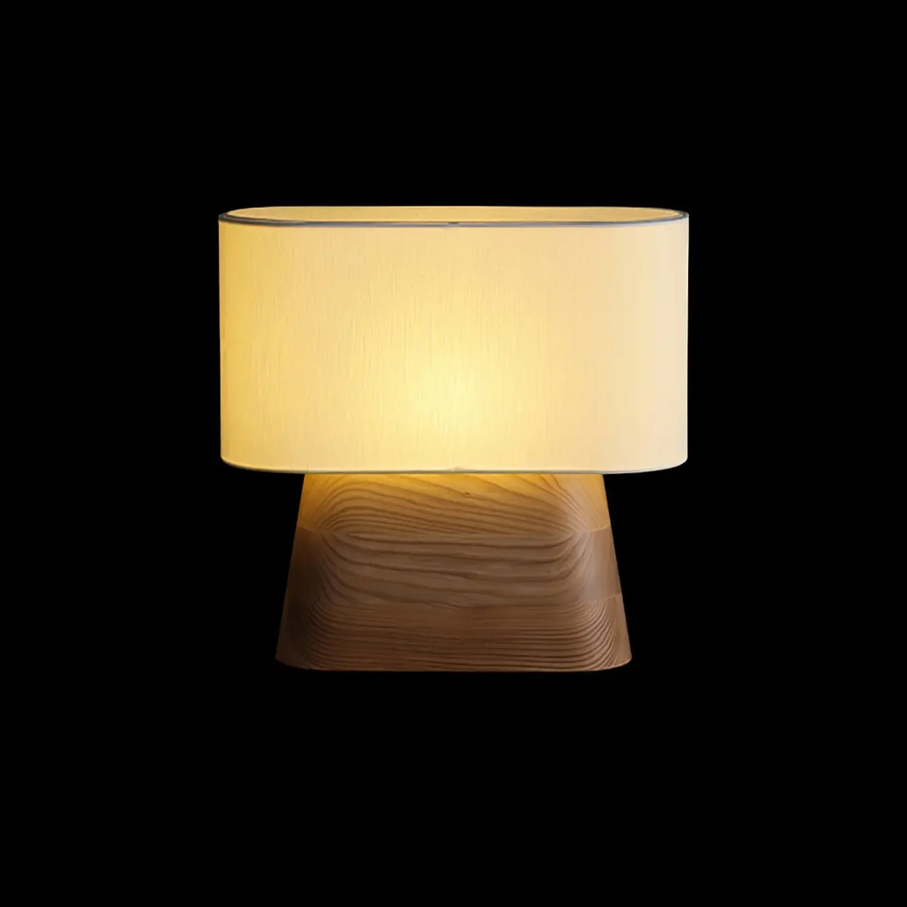Minimalist Oval Shade Wood Fabric Table Lamp LED Image - 16 | homeyfad