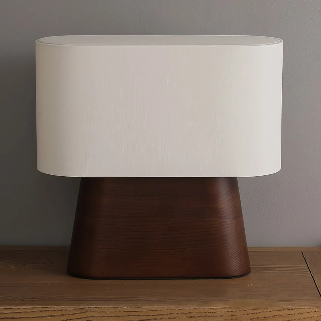 Minimalist Oval Shade Wood Fabric Table Lamp LED Image - 10 | homeyfad