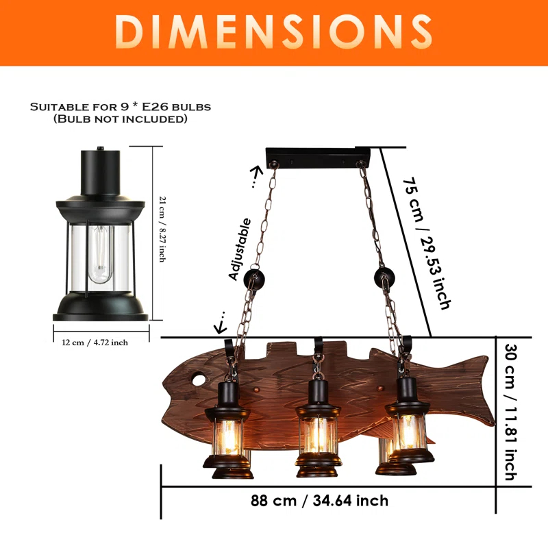 Farmhouse Industrial Brown Wooden Ceiling Chandelier for Kitchen | homeyfad
