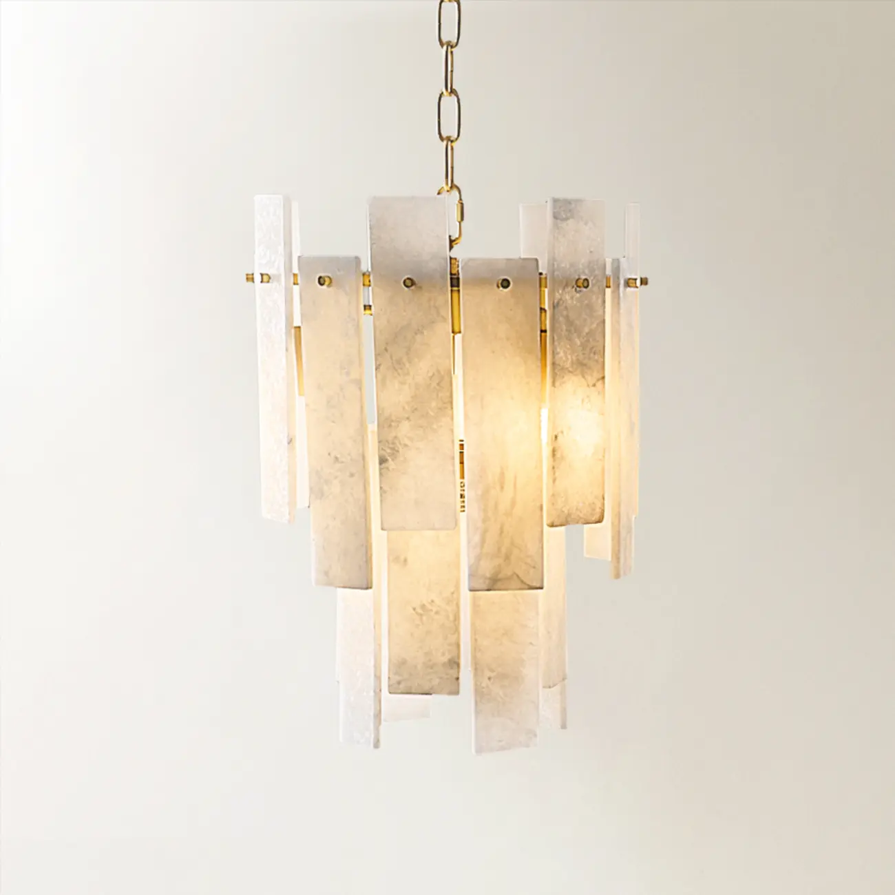 Natural Alabaster Chandelier with Gold Frame Image - 1 | homeyfad