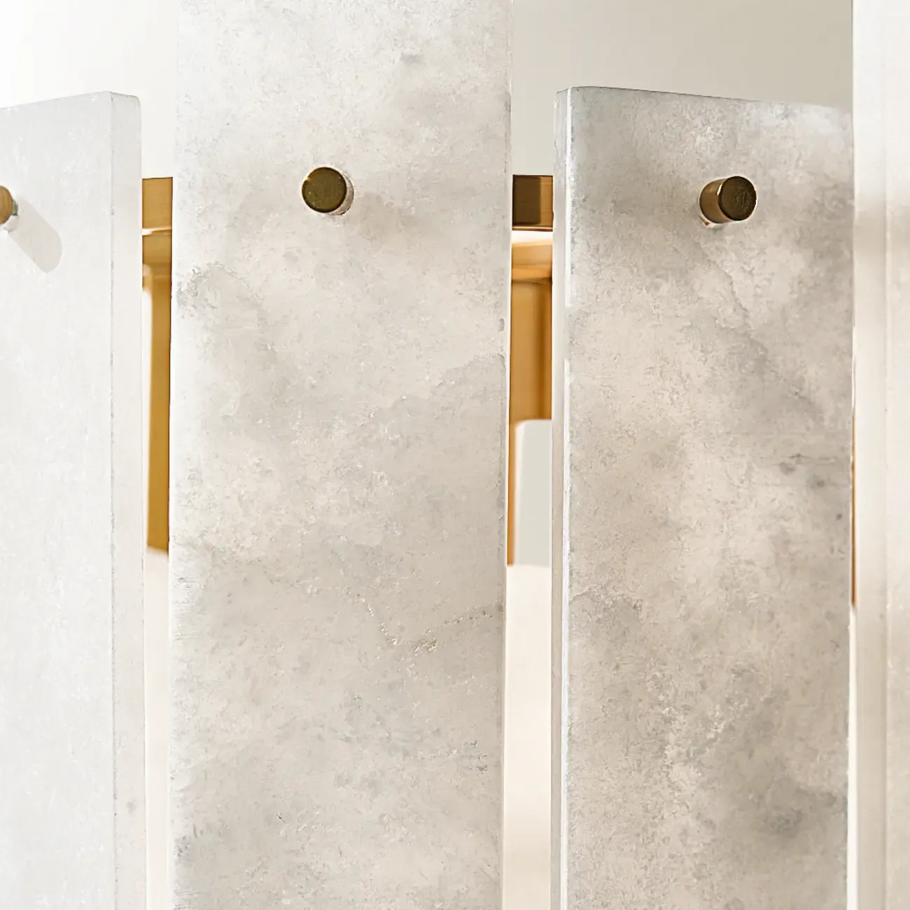 Natural Alabaster Chandelier with Gold Frame Image - 3