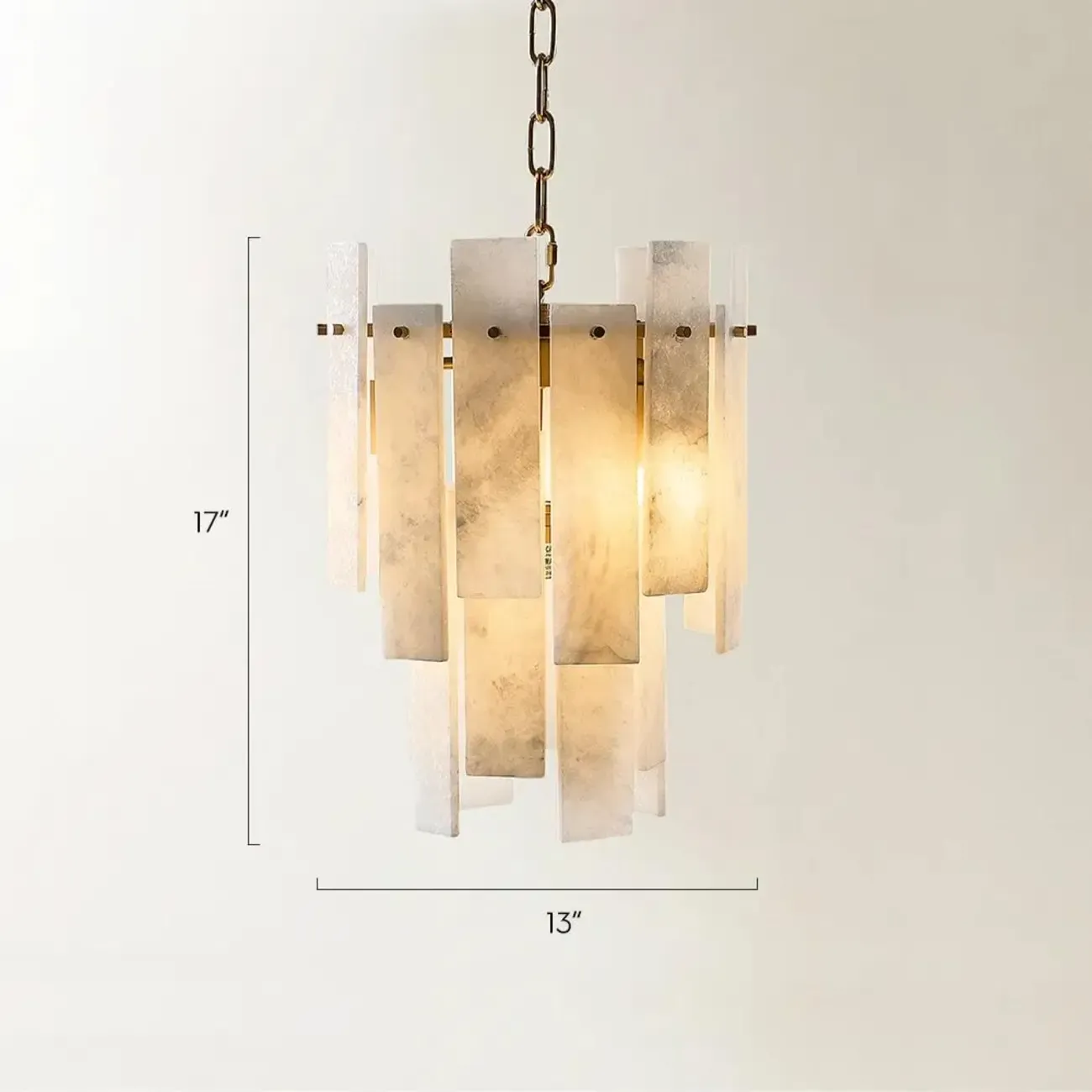 Natural Alabaster Chandelier with Gold Frame #size