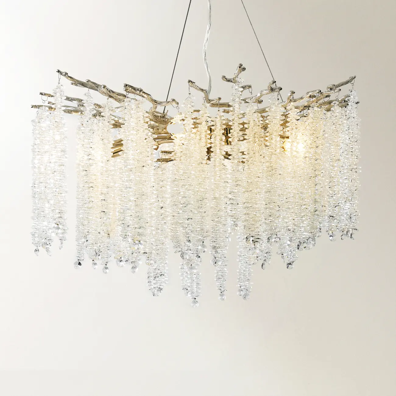 Modern 6-Light Branch Style Crystal Beaded Chandelier Image - 1 | homeyfad