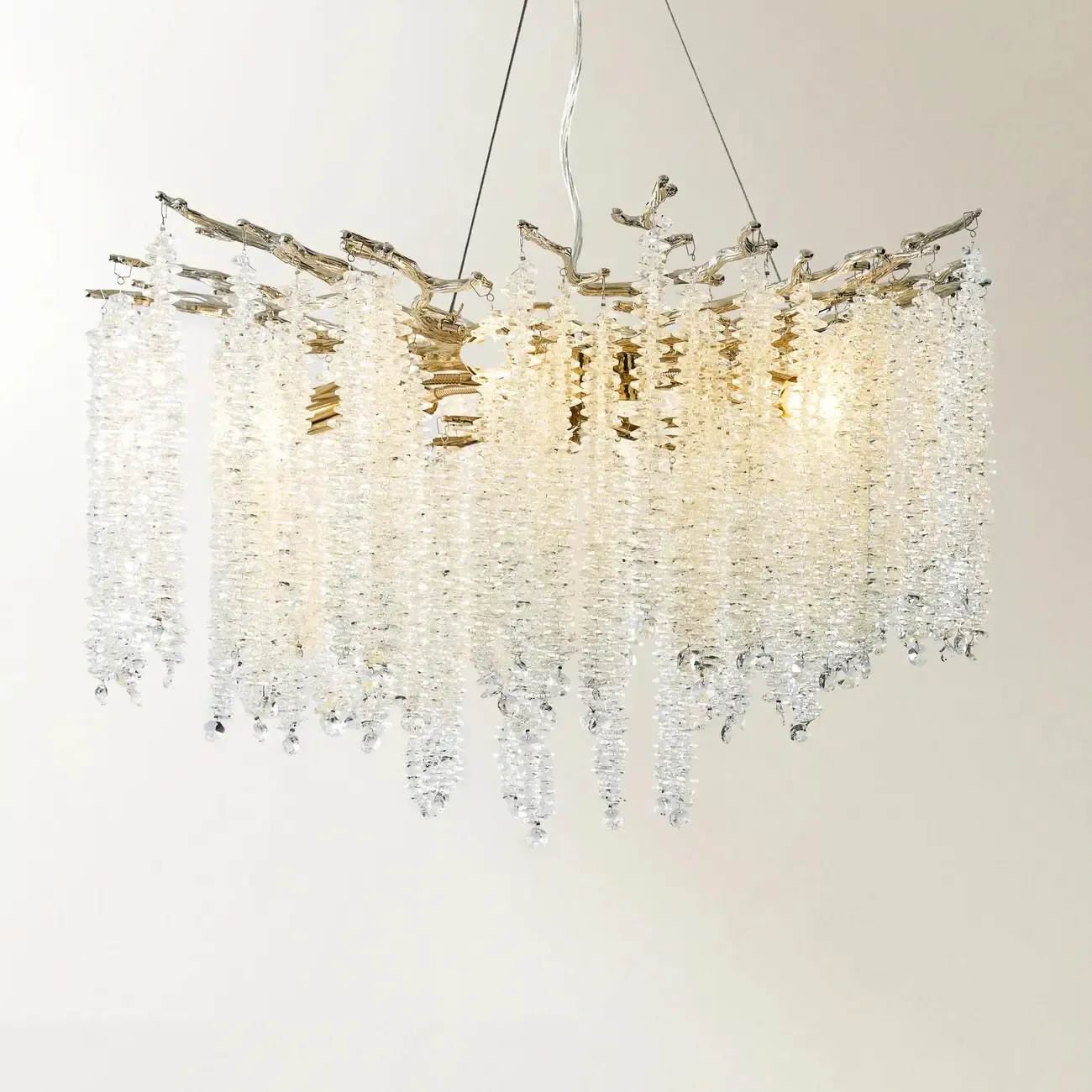 Modern 6-Light Branch Style Crystal Beaded Chandelier Image - 9