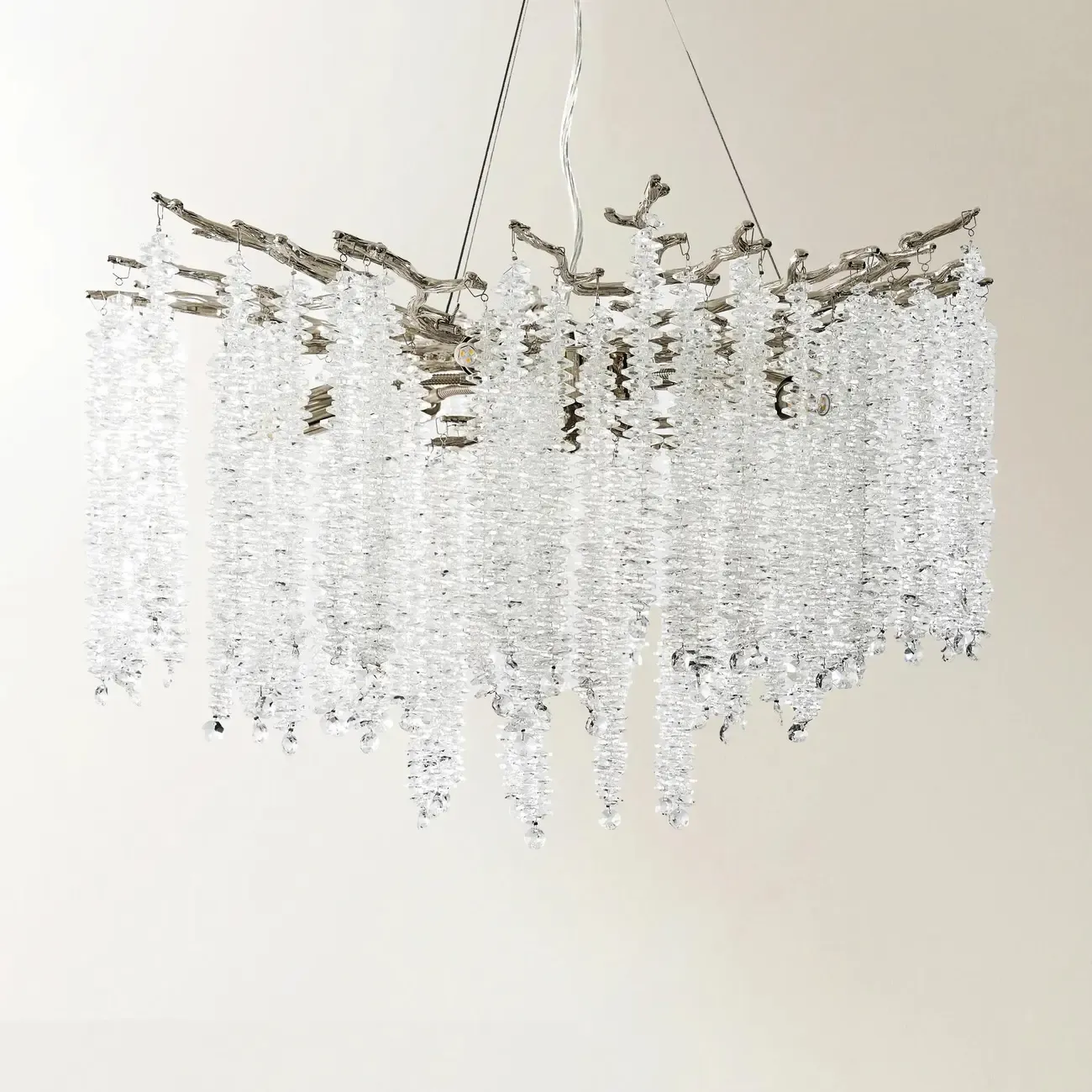 Modern 6-Light Branch Style Crystal Beaded Chandelier Image - 3