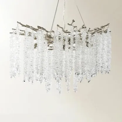 Modern 6-Light Branch Style Crystal Beaded Chandelier Image - 3