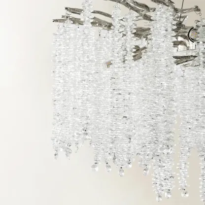Modern 6-Light Branch Style Crystal Beaded Chandelier Image - 5