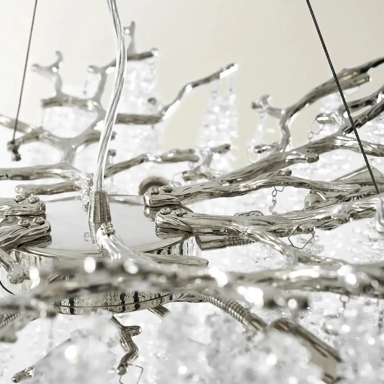 Modern 6-Light Branch Style Crystal Beaded Chandelier Image - 6