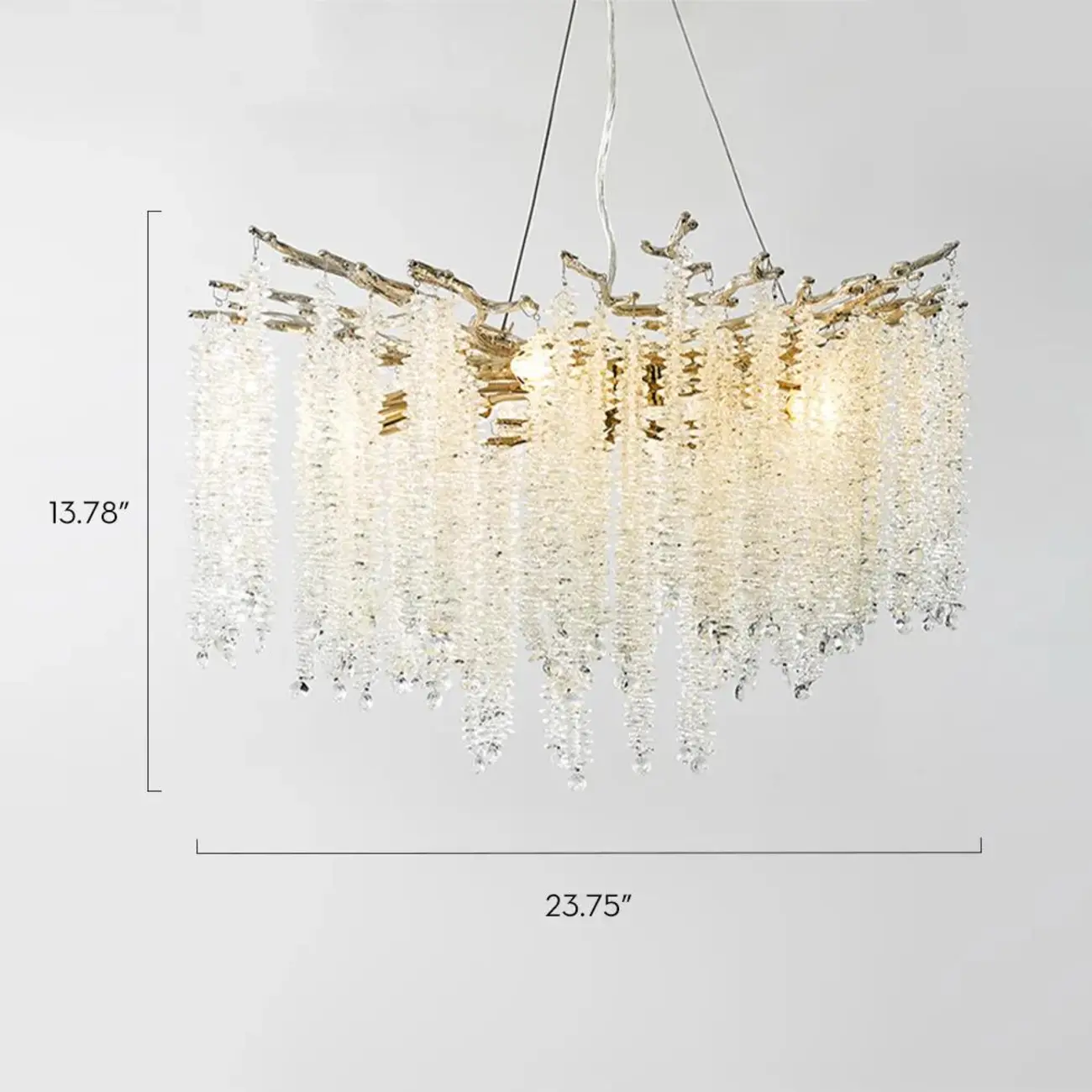 Modern 6-Light Branch Style Crystal Beaded Chandelier #size | homeyfad