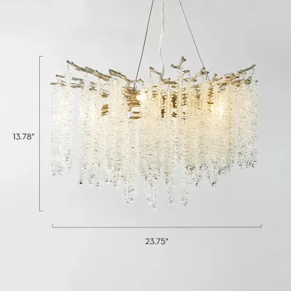 Modern 6-Light Branch Style Crystal Beaded Chandelier #size