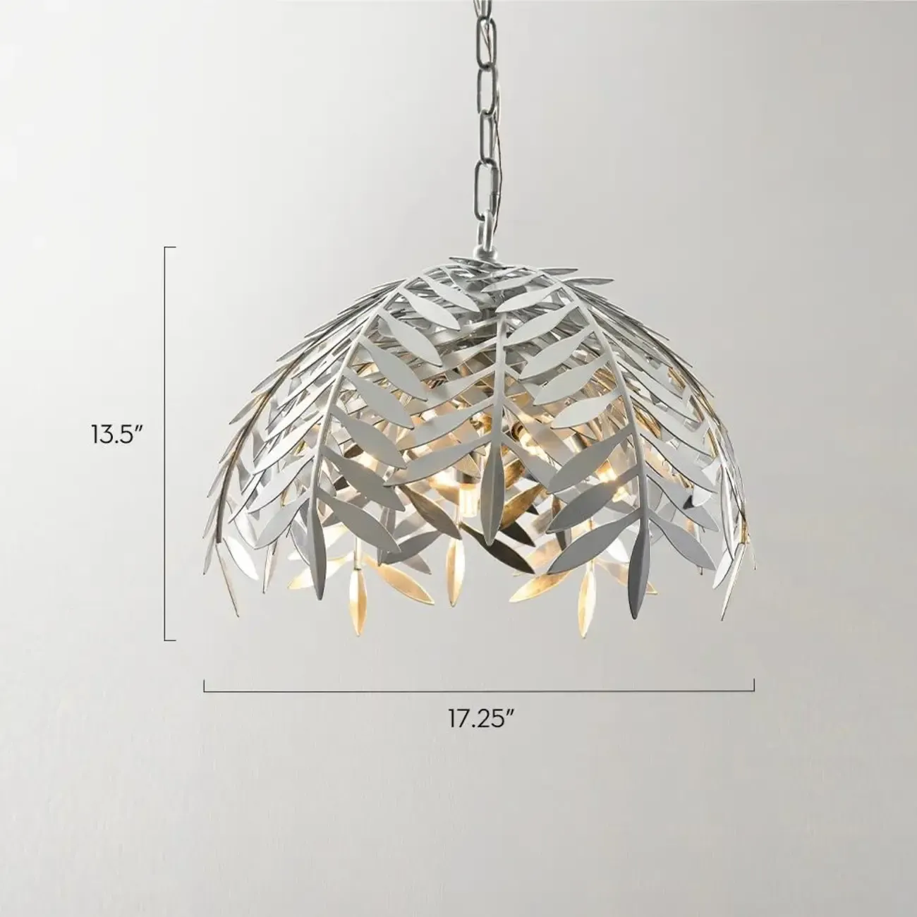 Modern Metal Silver Leaf Shape Pendant Light #size