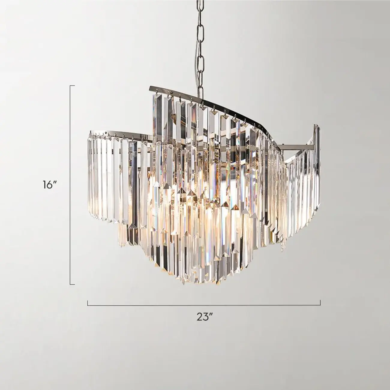 Modern Luxury Spiral-Shaped Clear Crystal Chandelier #size | homeyfad