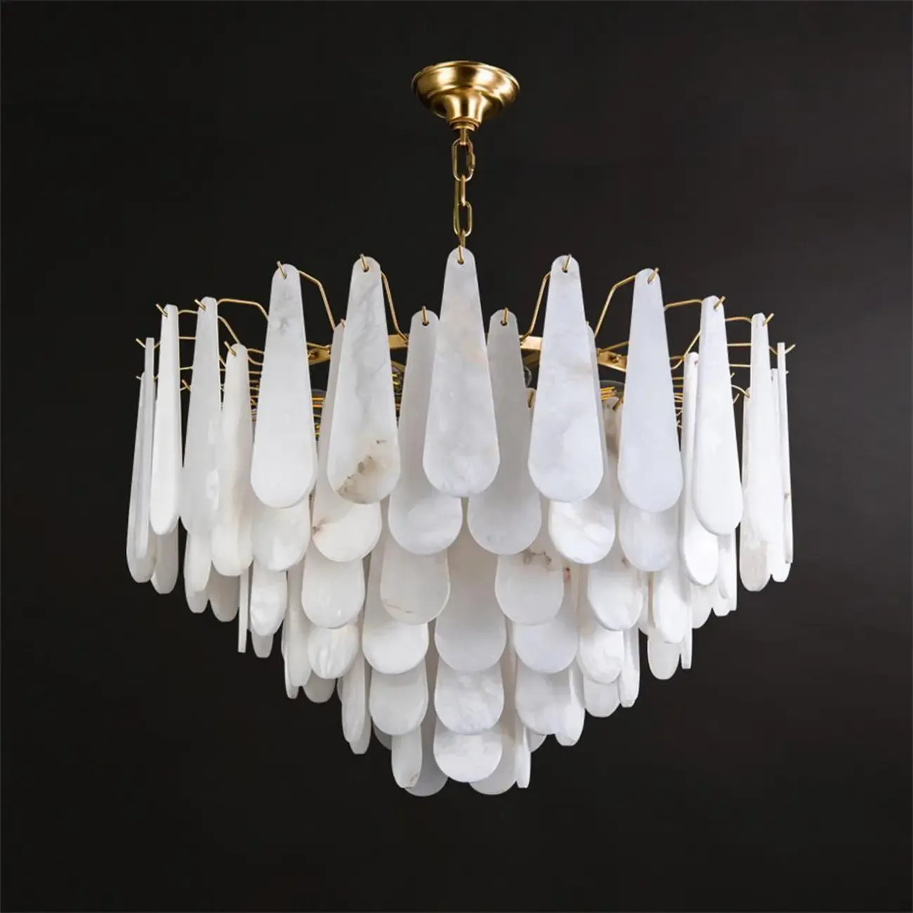 Luxury Living Room Teardrop Alabaster Sphere Chandelier Image - 12