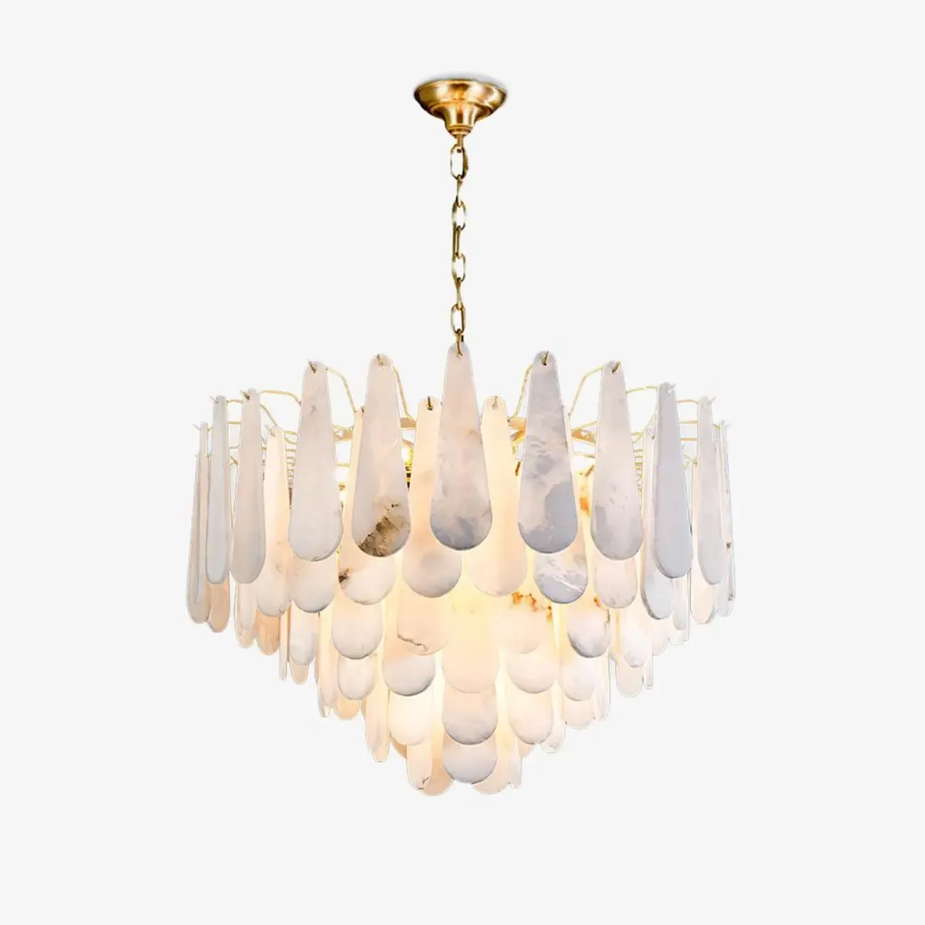 Luxury Living Room Teardrop Alabaster Sphere Chandelier Image - 16