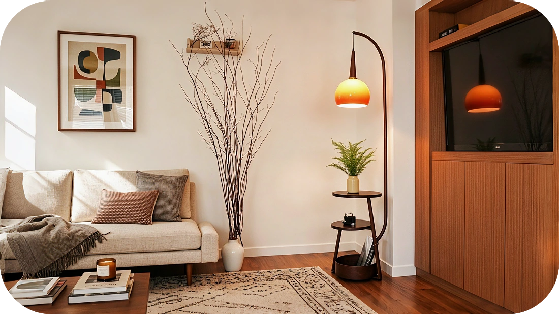 Living Room Corner with Floor Lamp