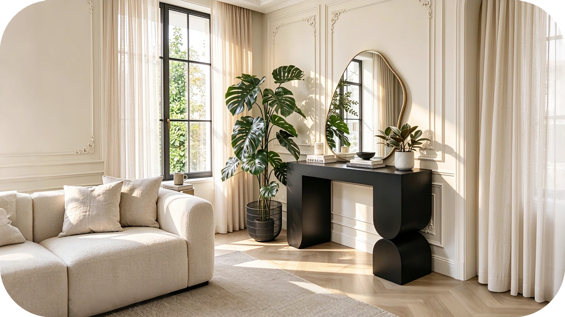 Living Room Corner with Mirror