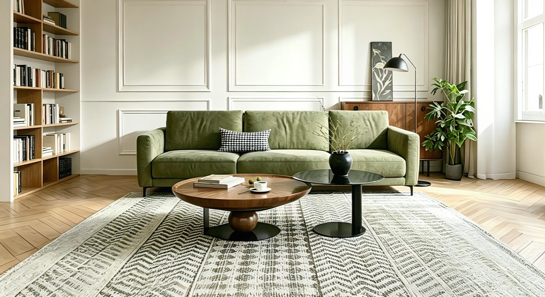 Living room furniture layout with coffee table