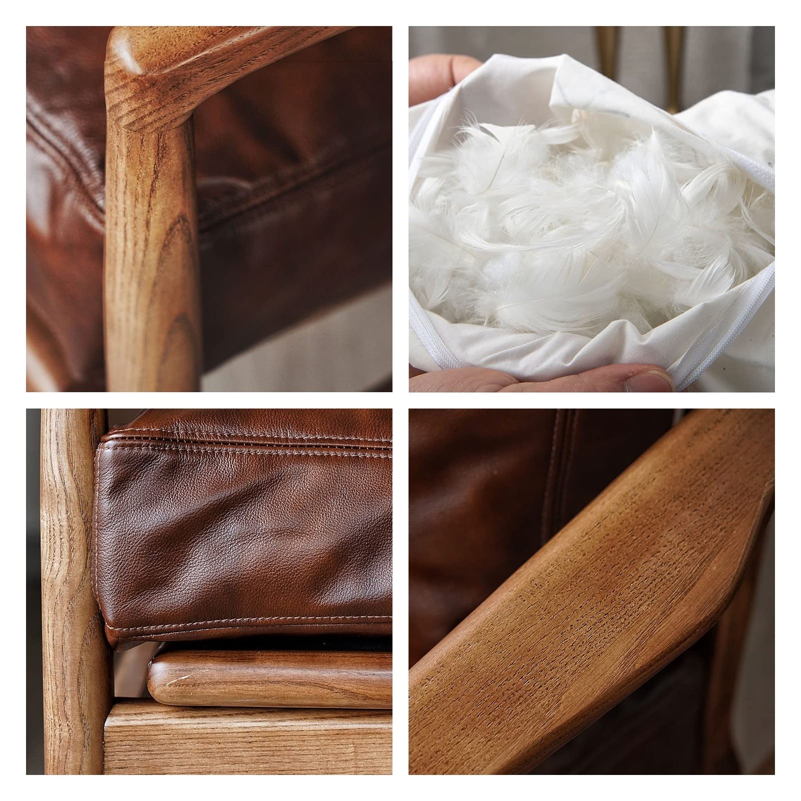 Leather Armchair with Wooden Armrest for Living Room | homeyfad