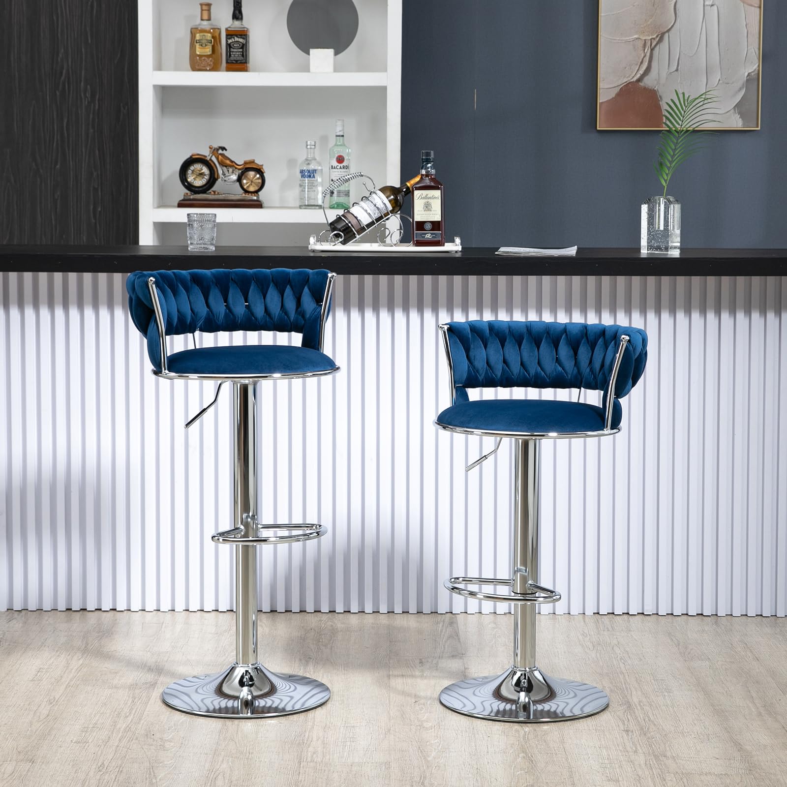 Modern Velvet Swivel Adjustable Bar Stools | homeyfad
