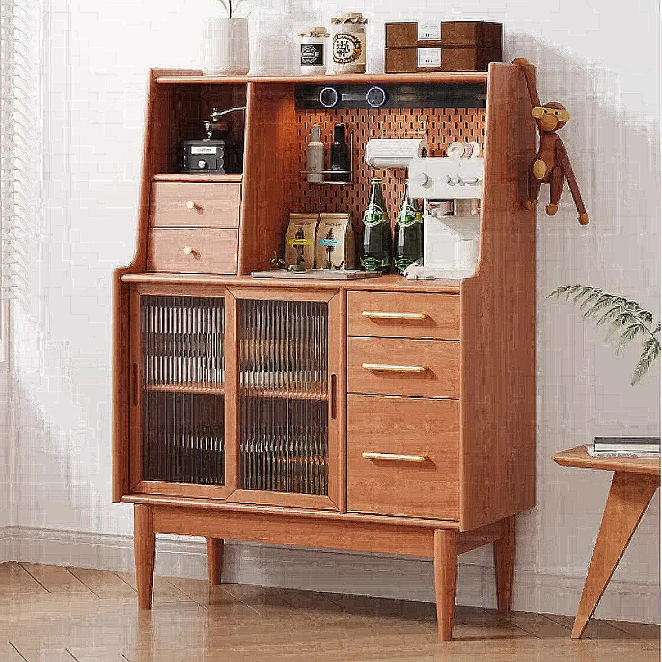 Nordic Adjustable Shelf 5 Drawers Wooden Sideboard Cabinet | homeyfad