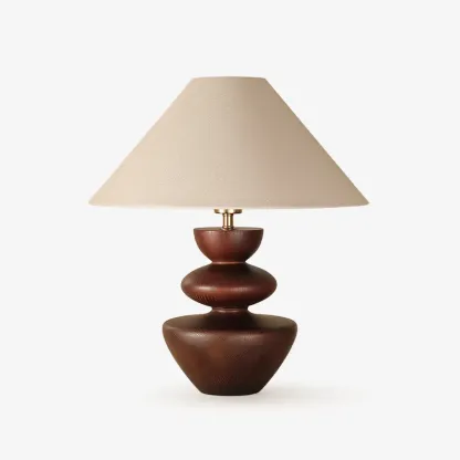 Mid-century Modern Wood Sculptural Living Room Table Lamp Image - 11