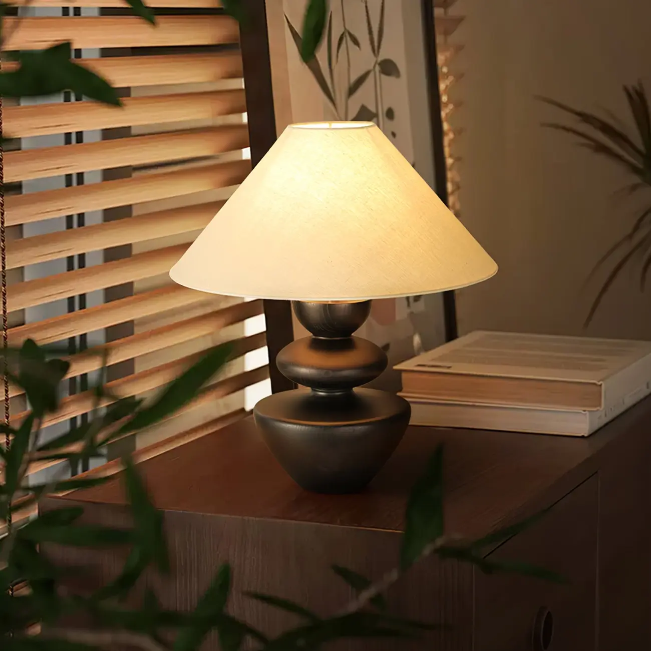 Mid-century Modern Wood Sculptural Living Room Table Lamp Image - 7 | homeyfad