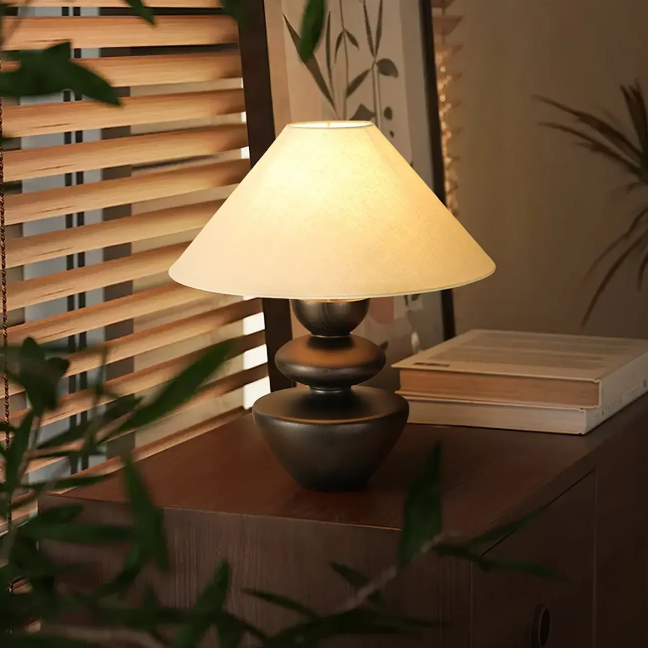 Mid-century Modern Wood Sculptural Living Room Table Lamp Image - 7