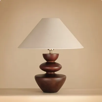 Mid-century Modern Wood Sculptural Living Room Table Lamp Image - 8