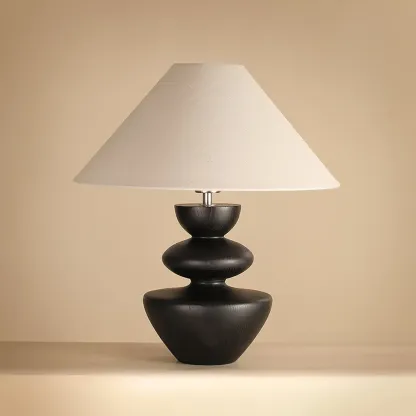 Mid-century Modern Wood Sculptural Living Room Table Lamp Image - 9