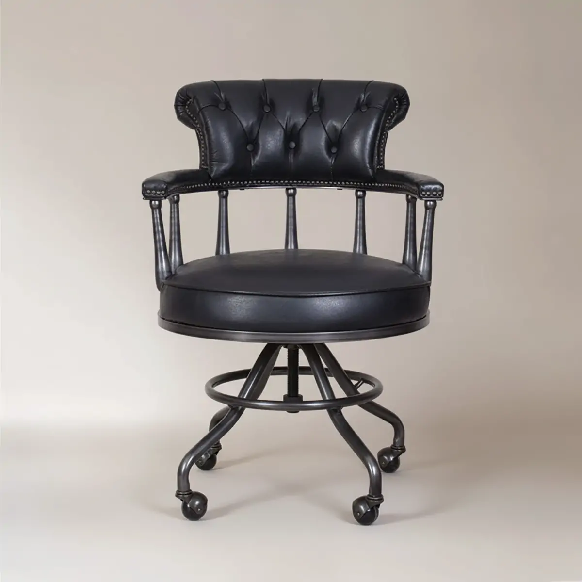 Black Chesterfield Office Chair in Antique Leather | homeyfad