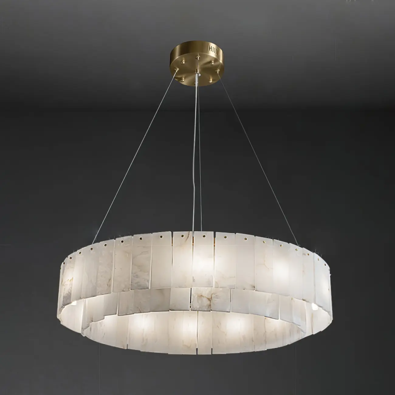 Art Deco Luxury Circular Hanging Alabaster Chandelier Image - 24 | homeyfad