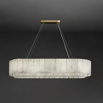 Art Deco Luxury Circular Hanging Alabaster Chandelier Image - 27