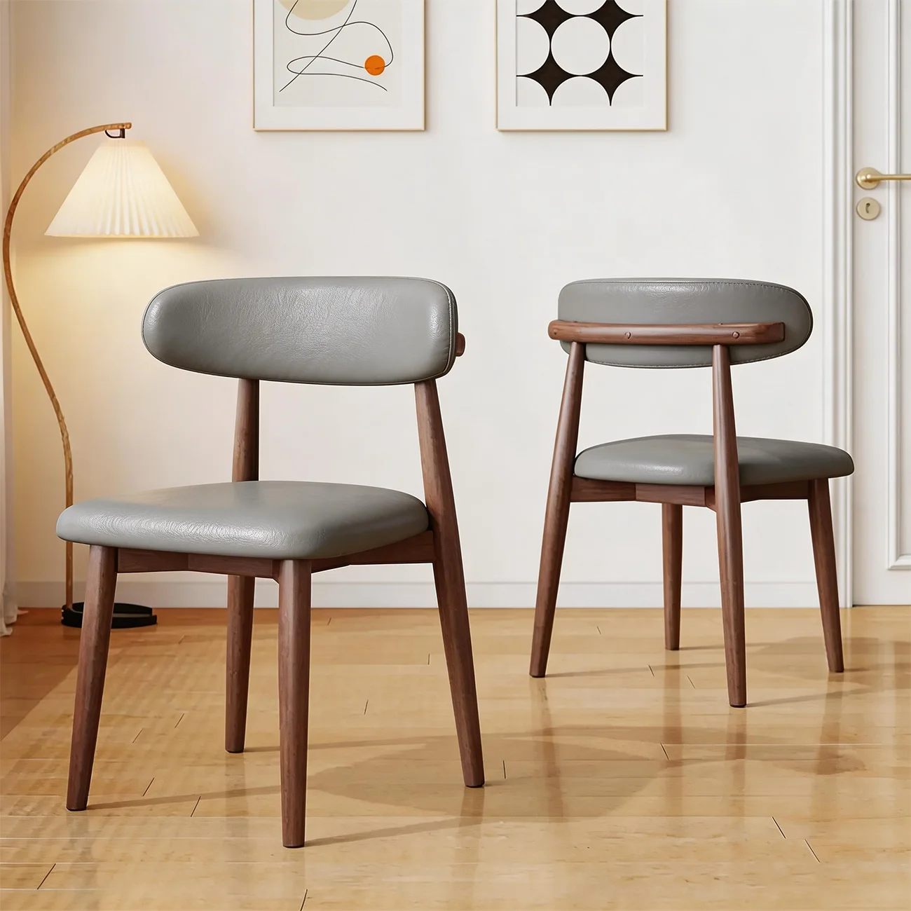 Mid-Century Modern Wooden Dining Chair Set of 2 Image - 22 | homeyfad