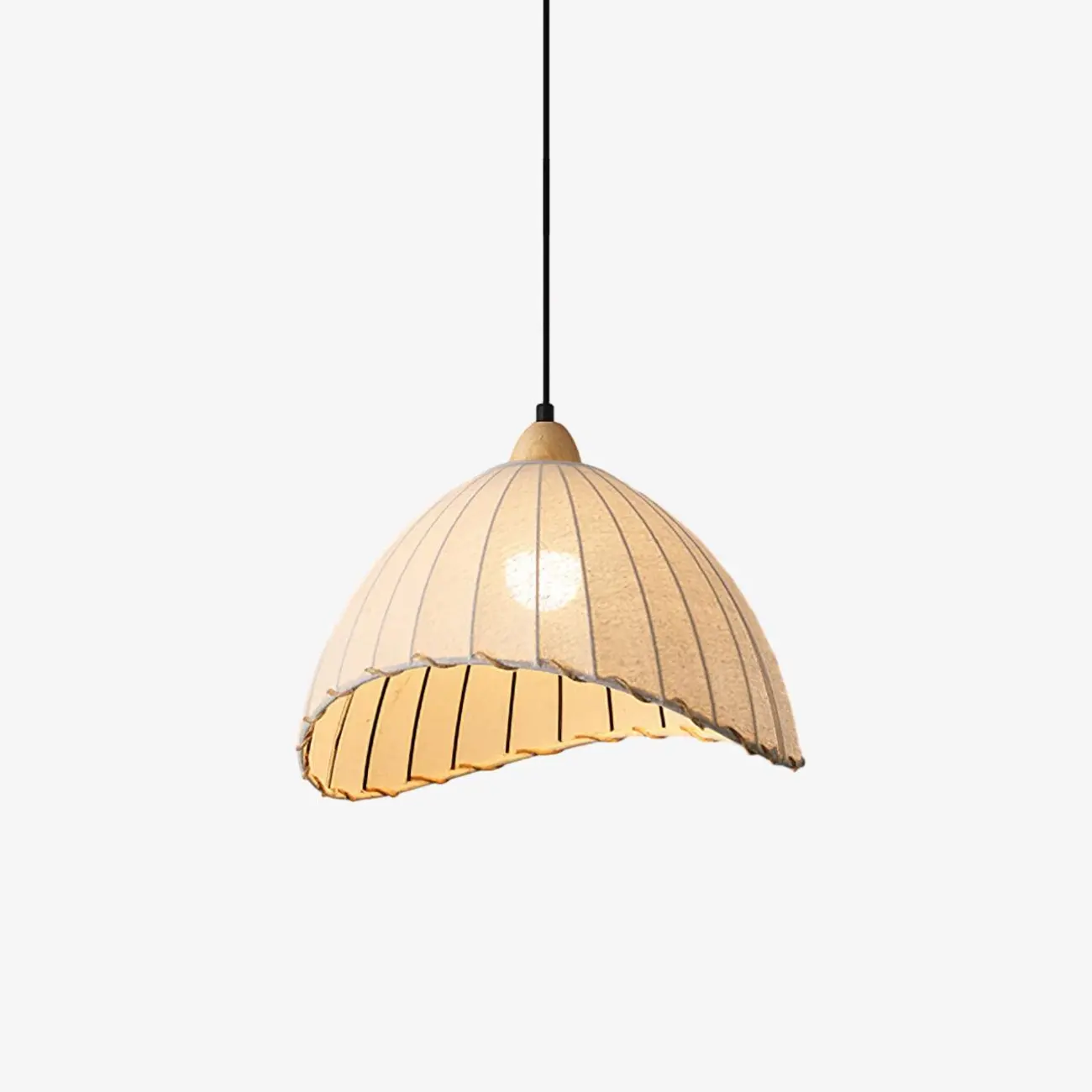 Rattan Fabric Pendant Lamp Beige Dome Shape For Kitchen Image - 1 | homeyfad