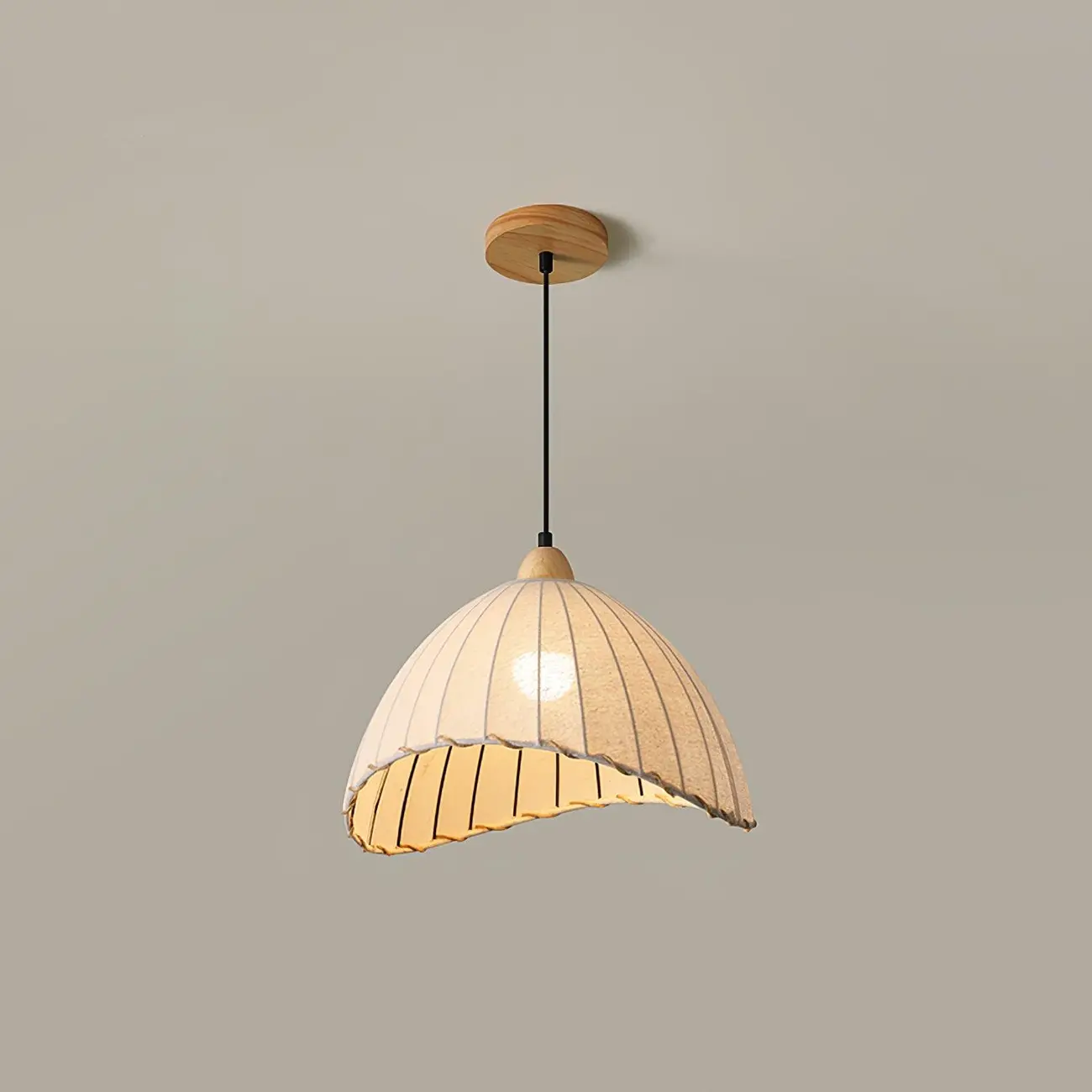Rattan Fabric Pendant Lamp Beige Dome Shape For Kitchen Image - 23 | homeyfad