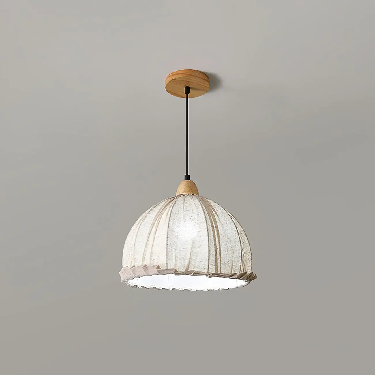 Rattan Fabric Pendant Lamp Beige Dome Shape For Kitchen Image - 16 | homeyfad