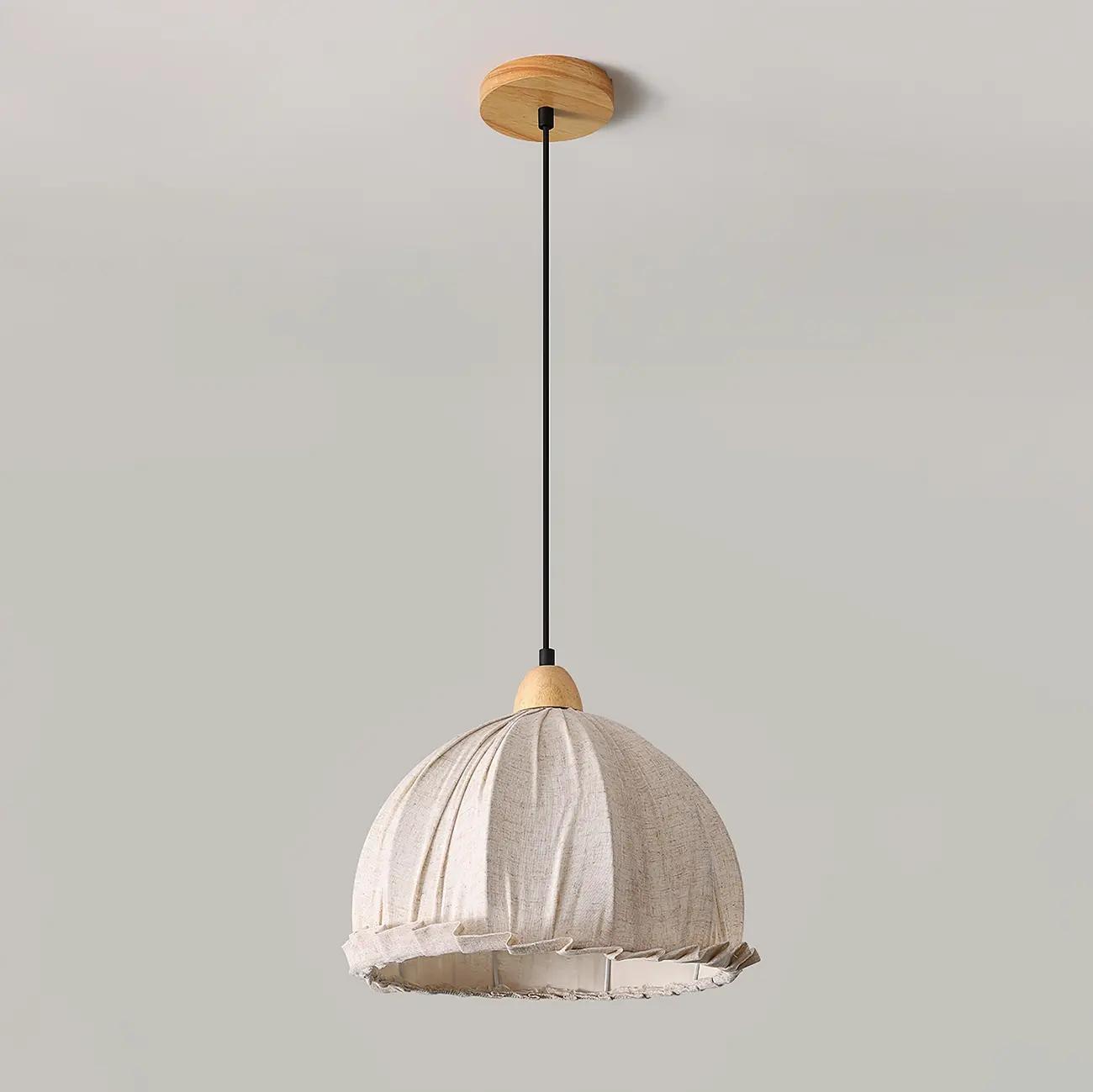 Rattan Fabric Pendant Lamp Beige Dome Shape For Kitchen Image - 17 | homeyfad