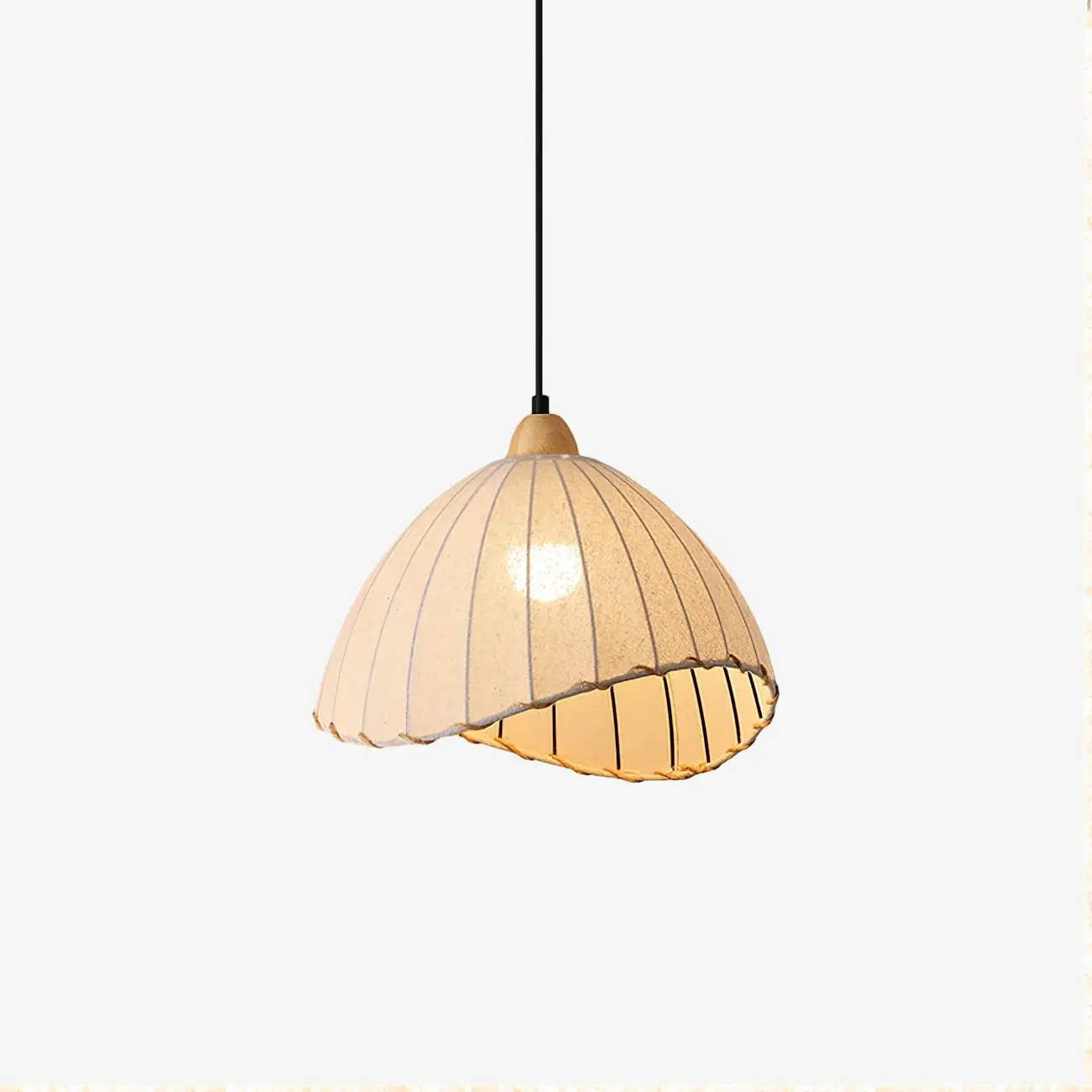 Rattan Fabric Pendant Lamp Beige Dome Shape For Kitchen Image - 38 | homeyfad