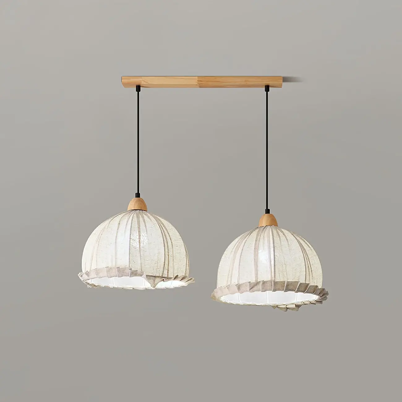 Rattan Fabric Pendant Lamp Beige Dome Shape For Kitchen Image - 13 | homeyfad