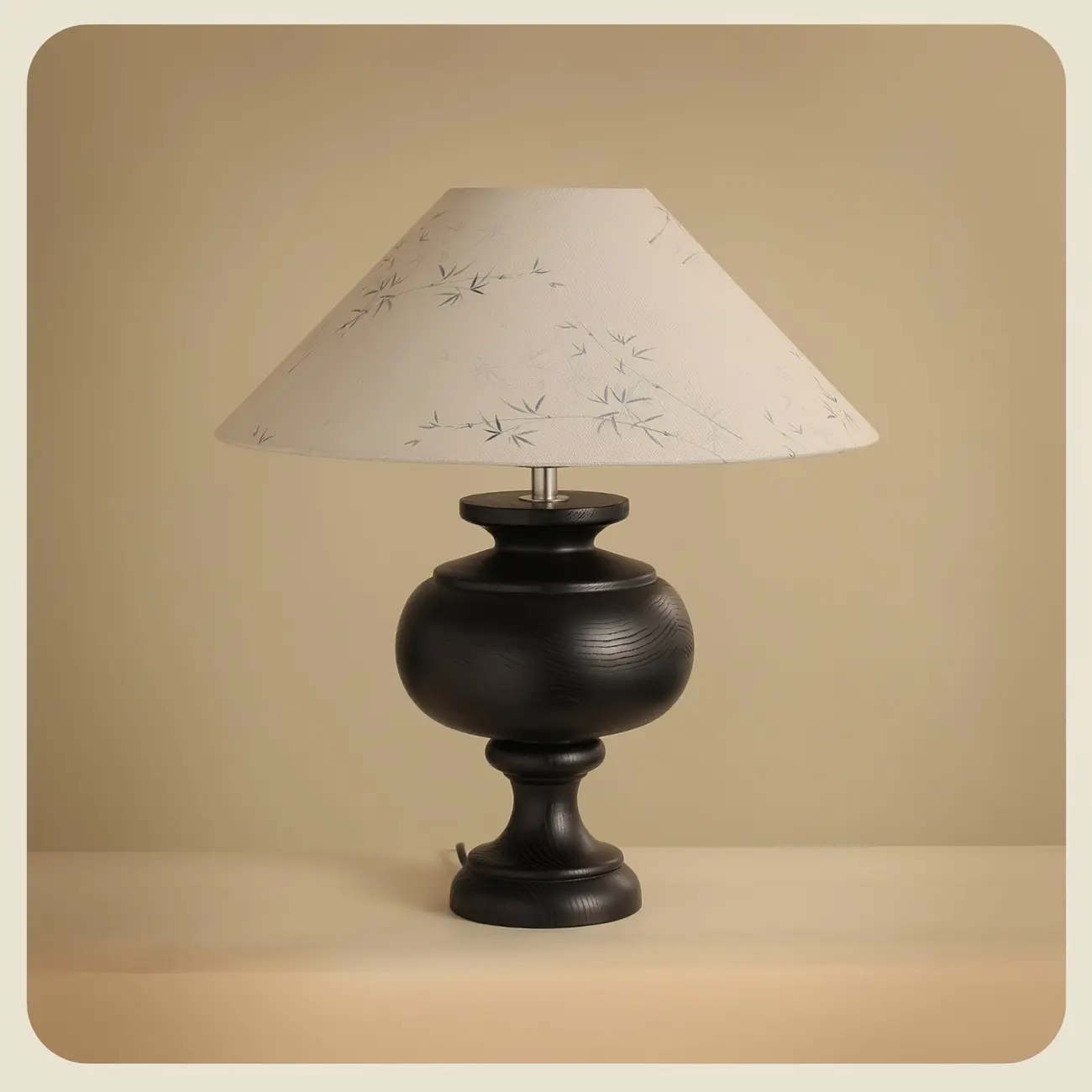 Traditional Geometric Totem Wood Table Lamp Drum Shade Image - 11 | homeyfad