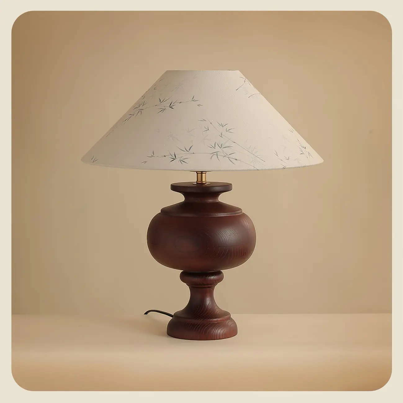 Traditional Geometric Totem Wood Table Lamp Drum Shade Image - 12 | homeyfad
