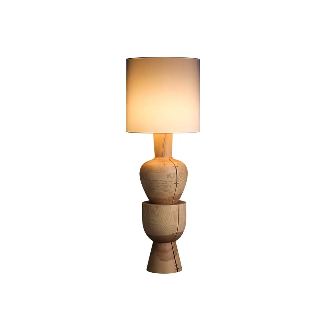 Wabi-sabi Modern Abstract Totem Pillar Wood Floor Lamp Image - 8 | homeyfad