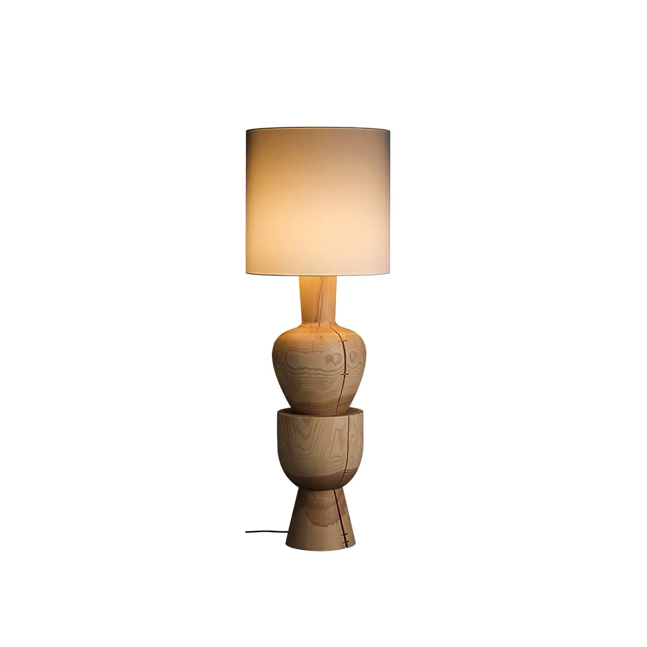 Wabi-sabi Modern Abstract Totem Pillar Wood Floor Lamp Image - 10 | homeyfad